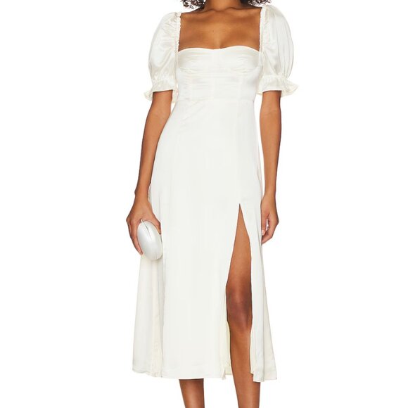 WeWoreWhat Puff Sleeve Midi Dress - Champagne - Picture 1 of 5